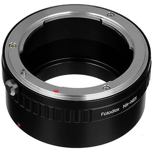FotodioX Adaptador de Montura para Lente Nikon F a Cámara Sony E con Enfoque Infinito y Construcción de Aluminio Anodizado