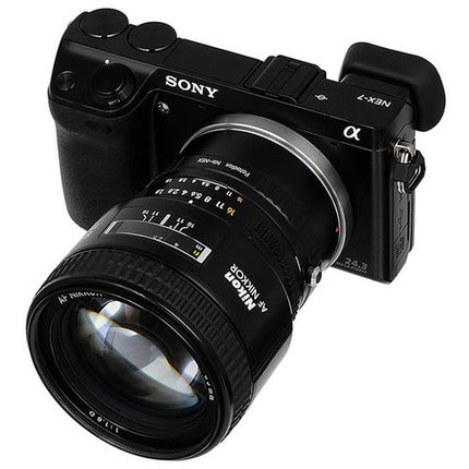 FotodioX Adaptador de Montura para Lente Nikon F a Cámara Sony E con Enfoque Infinito y Construcción de Aluminio Anodizado