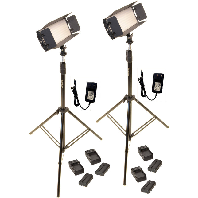 Bescor FP-312K Kit de Iluminación LED Bi-Color 2 Puntos con Soportes LS180