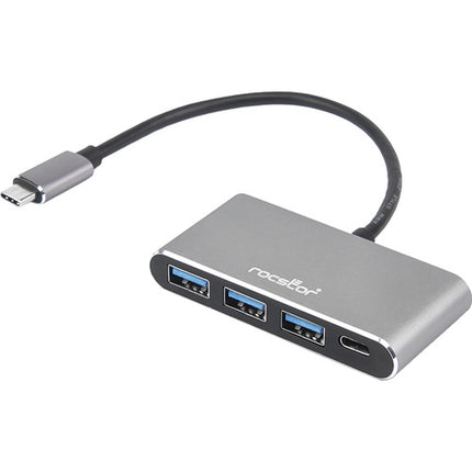 Rocstor Hub USB-C 4 Puertos Transferencia 5 Gb s Diseño Delgado