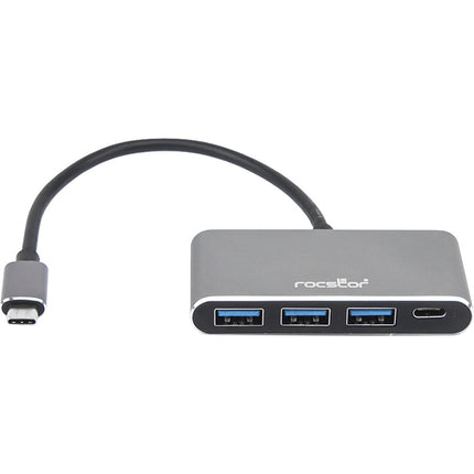 Rocstor Hub USB-C 4 Puertos Transferencia 5 Gb s Diseño Delgado