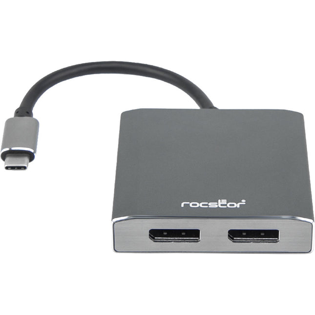Rocstor Adaptador USB Tipo-C a Dual DisplayPort 4K UHD 60 Hz sin energía externa