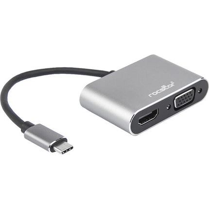 Rocstor Adaptador USB Type-C a HDMI 4K 30Hz y VGA 1080p 60Hz Dual