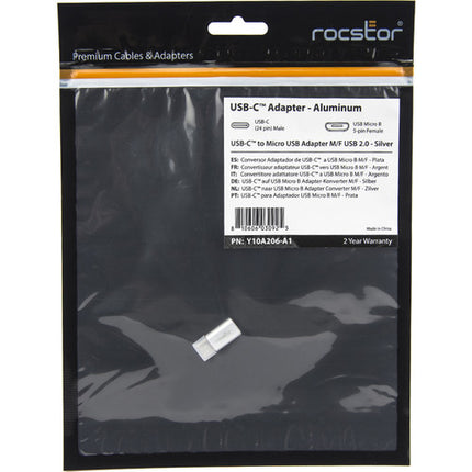 Rocstor Adaptador USB 2.0 Tipo C Macho a Micro USB Hembra 480 Mb/s