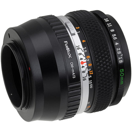 FotodioX Adaptador de Montura para Lente Olympus OM a Micro Cuatro Tercios con Enfoque Infinito