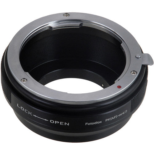 FotodioX Adaptador para Pentax K Montura a Micro Cuatro Tercios con Control de Apertura aluminio anodizado