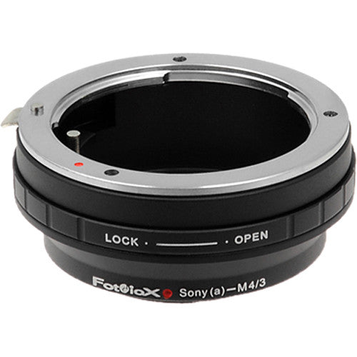 FotodioX Adaptador Montura Sony A-Mount a Micro Cuatro Tercios con Control de Apertura y Construcción de Aluminio Anodizado