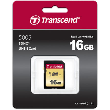 Transcend 16GB 500S Tarjeta de Memoria SDHC UHS-I 95MBs lectura 60MBs escritura