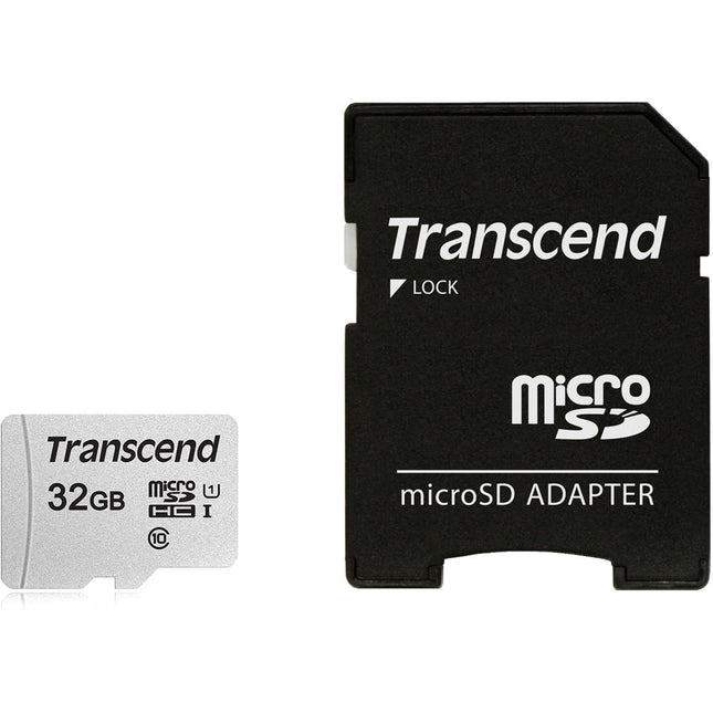Transcend 32GB 300S UHS-I microSDHC Tarjeta de Memoria Clase 10 100MB/s con Adaptador SD