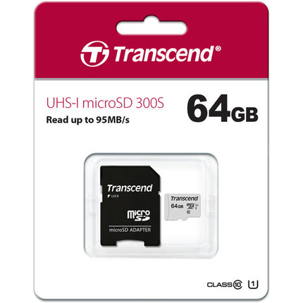 Transcend 64GB 300S microSDXC Tarjeta de Memoria UHS-I 100MB/s SD Adapter