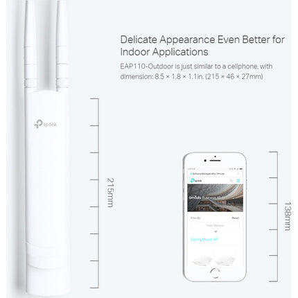 TP-Link EAP110-OUTDOOR V3 Punto de Acceso Exterior 300 Mb/s 2.4 GHz 2 Antenas Impermeables