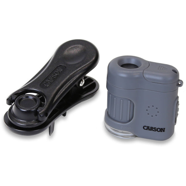 Carson MicroMini Microscopio de Bolsillo con Luz LED y Adaptador Smartphone