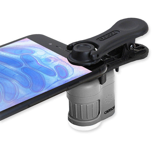 Carson MicroMini Microscopio de Bolsillo con Luz LED y Adaptador Smartphone