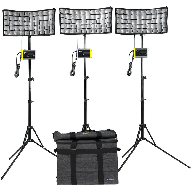 ikan CB8 Canvas Kit de Lámpara LED Bicolor 3 Puntos 2800-6500K 74" Tripié