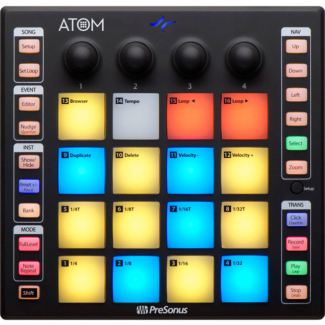 PreSonus ATOM controlador de pads con 16 pads sensibles y 20 botones asignables