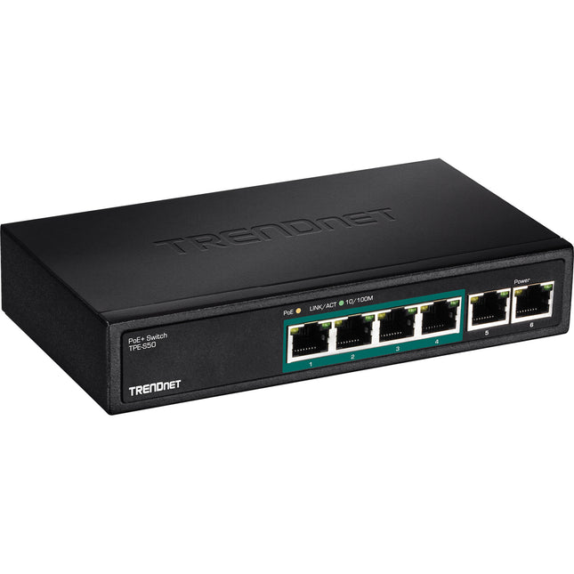TRENDnet TPE-S50 Switch Ethernet PoE 6 Puertos 1 Gb/s Capacidad