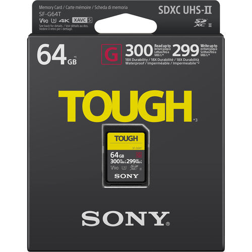 Sony 64GB SF-G TOUGH Tarjeta de Memoria SDXC UHS-II 300MB/s 299MB/s con Estuche