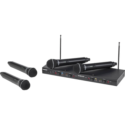Samson Stage 412 Sistema Inalámbrico de Mano VHF Quad-Canal 173-198 MHz 200ft Alcance 4 Micrófonos