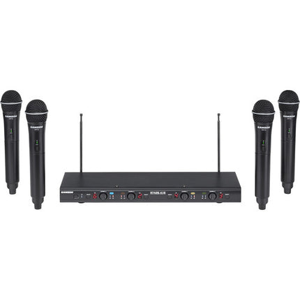 Samson Stage 412 Sistema Inalámbrico de Mano VHF Quad-Canal 173-198 MHz 200ft Alcance 4 Micrófonos