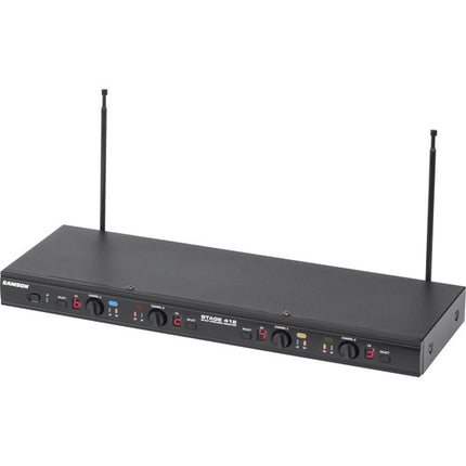 Samson Stage 412 Sistema Inalámbrico de Mano VHF Quad-Canal 173-198 MHz 200ft Alcance 4 Micrófonos
