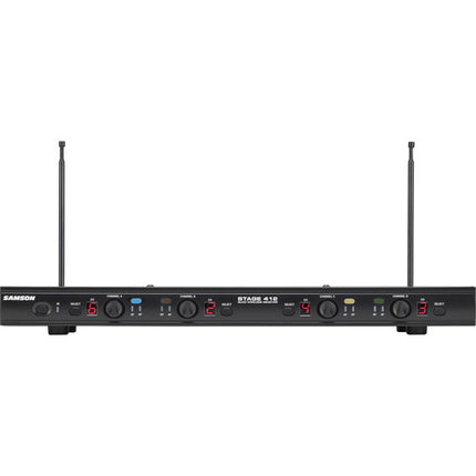 Samson Stage 412 Sistema Inalámbrico de Mano VHF Quad-Canal 173-198 MHz 200ft Alcance 4 Micrófonos