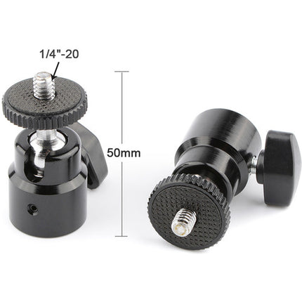 CAMVATE Mini Ball Head 1/4"-20 Tornillo 360° Rotación 90° Inclinación 2 Pzas
