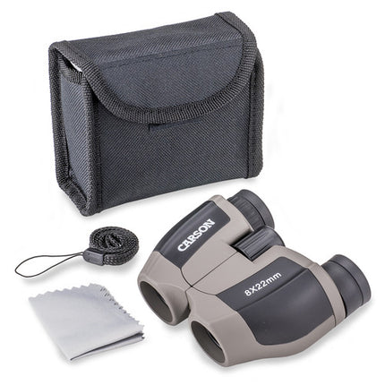 Carson 8x22 Scout Prismáticos Compactos Ángulo de Visión 7.8° con Funda y Correa