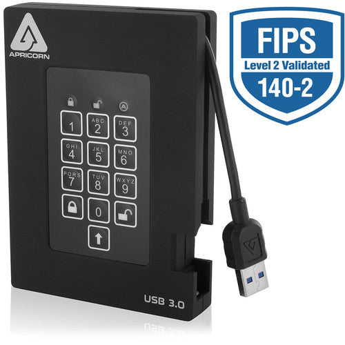 Apricorn 2TB Aegis Fortress SSD portátil seguro USB 3.2 Gen 1 FIPS 140-2 nivel 2