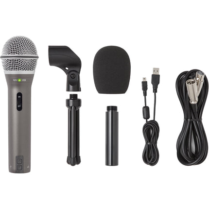 Samson Q2U Micrófono para Grabación y Podcasting con Audio 48 kHz 16-Bit y Soporte de Escritorio