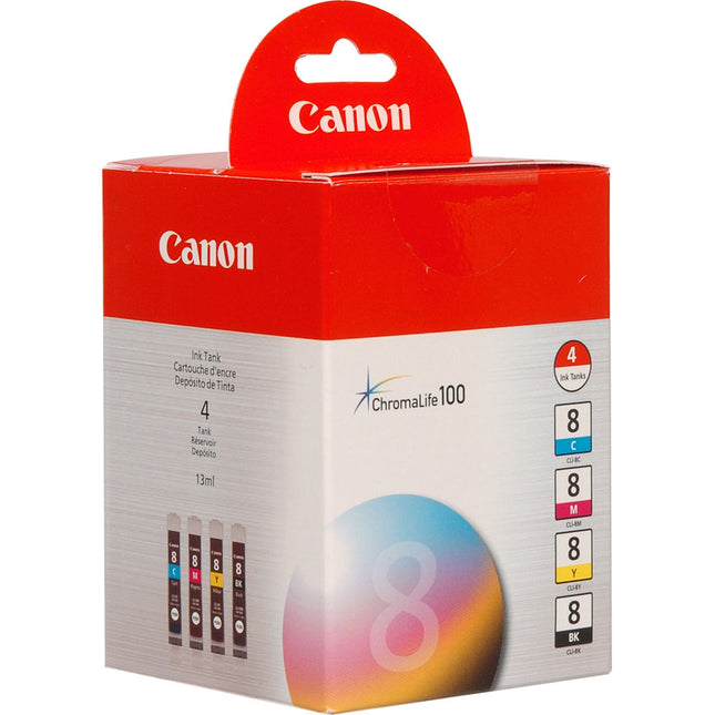 Tinta Canon CLI-8 Pack 4 Tanques Compatible con Impresoras PIXMA
