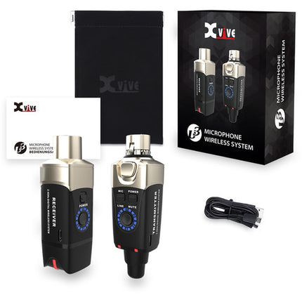 Xvive Audio U3 Sistema Inalámbrico de Micrófono Digital 2.4 GHz 90' Alcance 5 Horas Batería