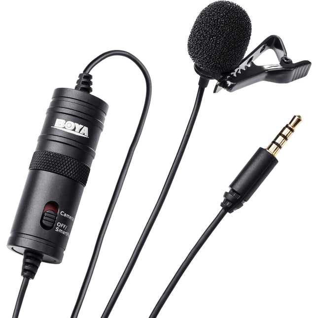 BOYA BY-M1 Micrófono Lavalier Omnidireccional para Smartphones DSLR 1 4" Adapter