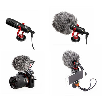 BOYA BY-MM1 Micrófono Condensador Cardioide Mini con Shockmount Furry Windshield