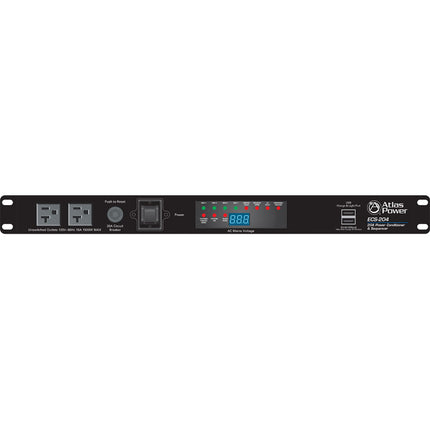 AtlasIED Rackmountable Power Conditioner con 9 Salidas 20A y Voltímetro Digital