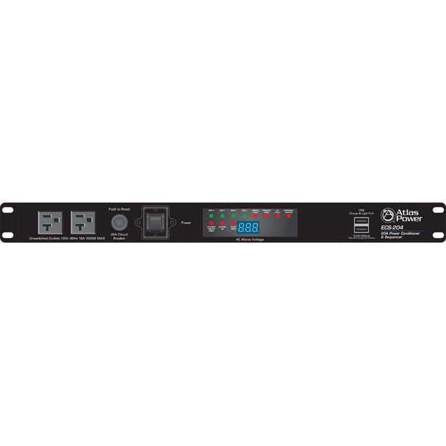 AtlasIED Rackmountable Power Conditioner con 9 Salidas 20A y Voltímetro Digital