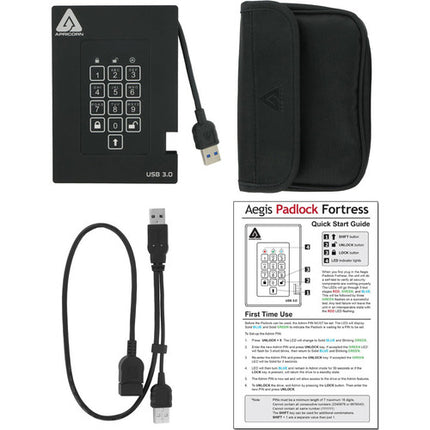 Apricorn 1TB Aegis Fortress USB 3.2 Gen 1 Disco Duro Portátil Seguro FIPS 140-2 Nivel 2
