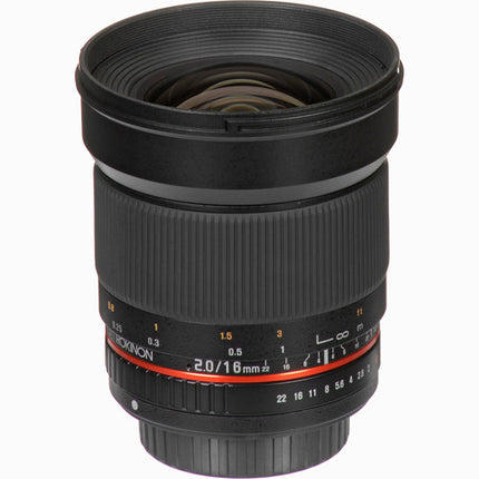 Rokinon 16mm f2.0 ED AS UMC Lente para Pentax K Montura APS-C con Parasol y Funda