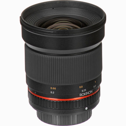 Rokinon 16mm f2.0 ED AS UMC CS Lente para Nikon F Montura APS-C 24mm Equivalente Hood Pouch