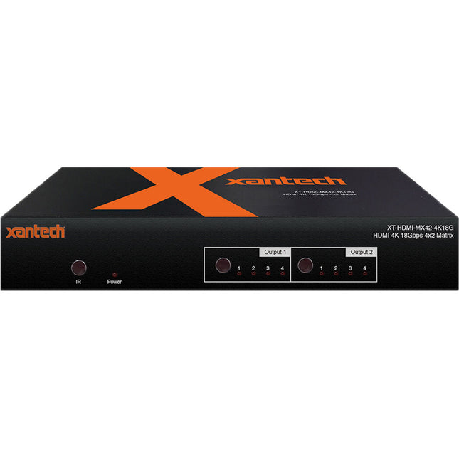 Xantech HDMI 2.0 Matriz 4x2 con Audio 4K UHD y Control Remoto