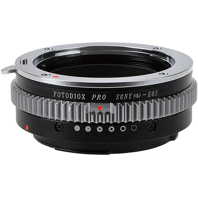 FotodioX Pro Adaptador Montura Sony A a Canon EF EF-S con Chip Enfoque v10 y Lente Correctiva 1.4x