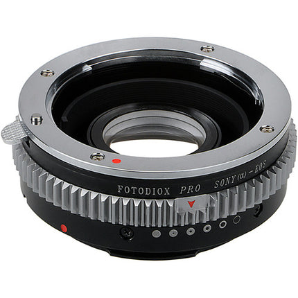 FotodioX Pro Adaptador Montura Sony A a Canon EF EF-S con Chip Enfoque v10 y Lente Correctiva 1.4x