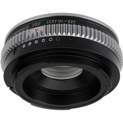 FotodioX Pro Adaptador Montura Sony A a Canon EF EF-S con Chip Enfoque v10 y Lente Correctiva 1.4x