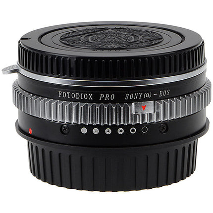 FotodioX Pro Adaptador Montura Sony A a Canon EF EF-S con Chip Enfoque v10 y Lente Correctiva 1.4x