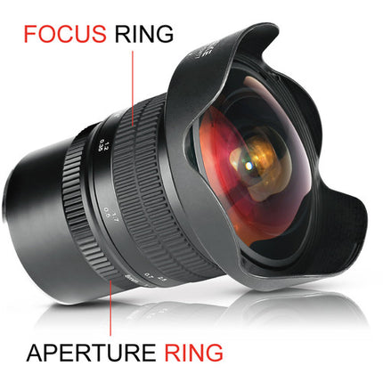 Meike MK-8mm f/3.5 Lente Ojo de Pez para Nikon F Montura F con Funda