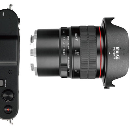 Meike MK-8mm f/3.5 Lente Ojo de Pez para Nikon F Montura F con Funda