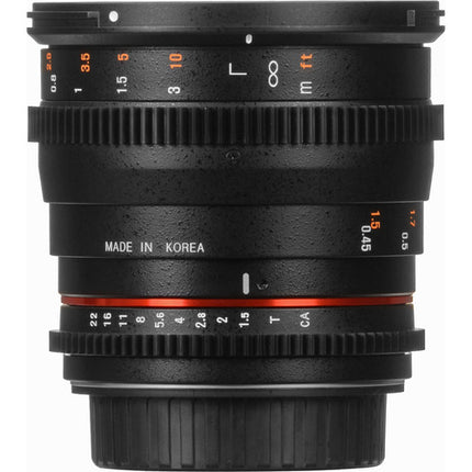 Rokinon 50mm T1.5 lente cine para Canon EF Montura Full Frame T1.5-22