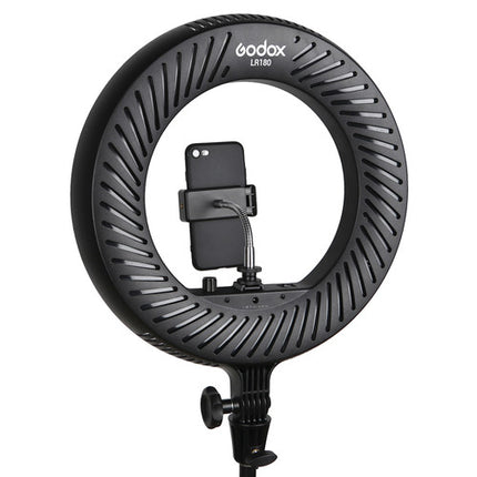 Godox LR180 Luz Anular 14.2 Pulgadas 180 LEDs 5600K con Soporte para Smartphone