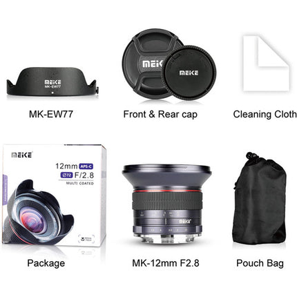 Meike MK-12mm f/2.8 Lente para Sony E APS-C Metal y Foco Manual