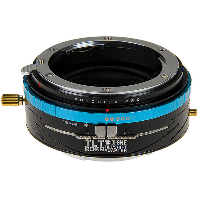 FotodioX Pro TLT ROKR Adaptador Tilt-Shift para Nikon F G a Sony E con 10mm Shift 10° Tilt
