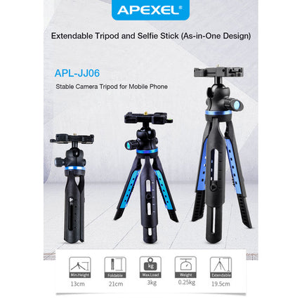 Apexel Trípode Extensible para Cámara DSLR y Smartphone 1 4" 360°